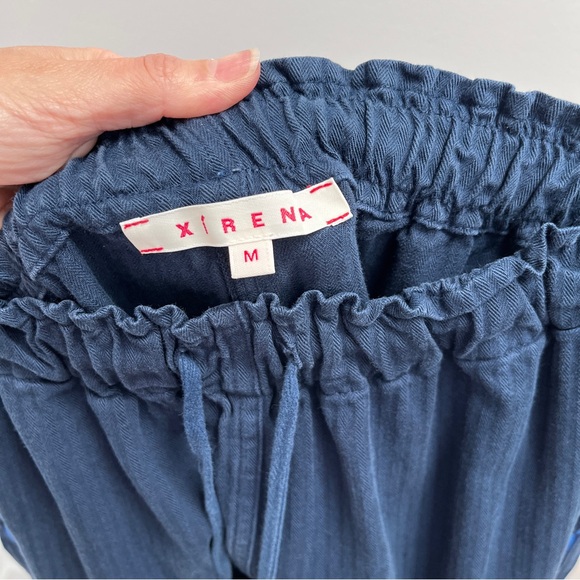 Xirena Rex pants M blue navy tide cotton drawstring side stripe cropped pant USA - Picture 5 of 12